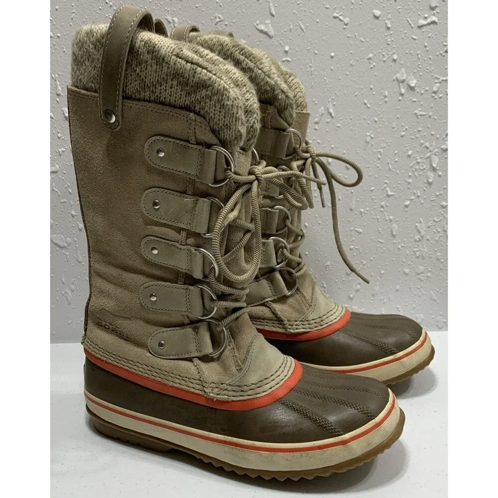 Sorel Joan of Artic Boots Womens 8.5 Waterproof Lace Up Tan